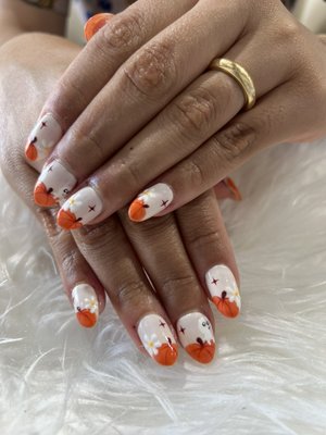 Halloween Nail Art - Galaxy Nails Bar has been known for its clean , professional and high-quality services . Our highly trained and qualified staff ensure that you can trust our services. For the best results and your safety , we use branded and high-grade products. We take hygiene and sanitation seriously ,all precautions are taken to guarantee it .We offer ONE WEEK policy for FREE FIX or TOUCH-UP on any gel chip or peel (must be the same color and not to exceed ONE time per service week).Our Prices are available on the menu . Please confirm the prices with nail techs before receiving the services . Once services are completed and paid for, we will not be able to offer refunds. We truly apologize for any conveniences."