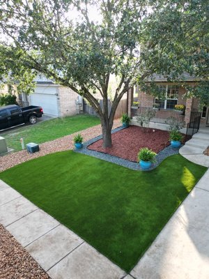 Hatfield’s Project: Turf, Walkway, and Rocks - Full Front Yard Transformation 🏌️♂️
Our client wanted a clean, modern look that was both welcoming and low maintenance. After discussing their ideas and goals, we came with a custom design that brought it all together
Installing lush artificial turf, flower beds, natural stone walkway, and to top it off colorful pots with ferns
Looking for something similar? We are glad to help just ask or call for a complimentary consultation📱 (210) 422-6106
Proudly Servicing: San Antonio, New Braunfels, Cibolo, Schertz, Stone Oak, and Bulverde Hatfield’s Project: Turf, Walkway, and Rocks - Full Front Yard Transformation 🏌️♂️
Our client wanted a clean, modern look that was both welcoming and low maintenance. After discussing their ideas and goals, we came with a custom design that brought it all together
Installing lush artificial turf, flower beds, natural stone walkway, and to top it off colorful pots with ferns
Looking for something similar? We are glad to help just ask or call for a complimentary consultation📱 (210) 422-6106
Proudly Servicing: San Antonio, New Braunfels, Cibolo, Schertz, Stone Oak, and Bulverde