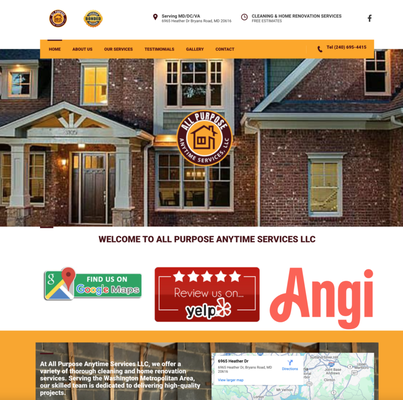 Website Design, domain registration, web hosting - www.allpurposeanytimeservices.com

We designed a website for a home improvement business, assisting the client with domain registration and hosting setup. Built on the WordPress platform, we provided the customer with administrative login access and a quick tutorial on how to make basic page edits and upload images to the site’s photo gallery.