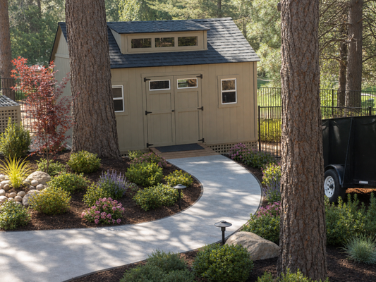 12'x16' Golf Cart Garage Shed With Transom Window Dormer - Our client needed a place to get his golf cart out of the elements, extra storage and a place for projects. We helped our Grass Galley client design a perfect solution. This 12'x16', extra tall 8' wall shed with a 7/12 pitch roof and transom window dormer, is not only beautiful it's functional. The interior features, a high loft plus workbench for storage and workspace, and the opposing double sets of double doors with heavy duty ramps allow for convenient drive in and out access for his golf cart.
whether you are in need of a basic sheds or custom deign, we would love to talk to you. Give us a call or request a quote from our website today. 12'x16' Golf Cart Garage Shed With Transom Window Dormer - Our client needed a place to get his golf cart out of the elements, extra storage and a place for projects. We helped our Grass Galley client design a perfect solution. This 12'x16', extra tall 8' wall shed with a 7/12 pitch roof and transom window dormer, is not only beautiful it's functional. The interior features, a high loft plus workbench for storage and workspace, and the opposing double sets of double doors with heavy duty ramps allow for convenient drive in and out access for his golf cart.
whether you are in need of a basic sheds or custom deign, we would love to talk to you. Give us a call or request a quote from our website today.