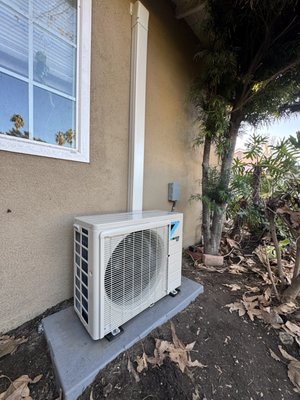 ADU Mini Split Install - Customers ADU had a Mini Split installed less than 3 years ago. In that short time he had it go out multiple times and had to call out other companies to refill the unit with refrigerant. The unit also leaked water down his wall, as seen in the pictures. These problems frustrated both him and his tenant. He called and said I don't want to fix it, I want a new one that I won't have to worry about. We installed a Daikin 12k mini split with new lineset, drain line and wiring. All of this hidden in a chase installed on the exterior wall. Our workmanship comes with a 1 Year Labor Warranty and the Daikin unit comes with a 10 Year Parts warranty. ADU Mini Split Install - Customers ADU had a Mini Split installed less than 3 years ago. In that short time he had it go out multiple times and had to call out other companies to refill the unit with refrigerant. The unit also leaked water down his wall, as seen in the pictures. These problems frustrated both him and his tenant. He called and said I don't want to fix it, I want a new one that I won't have to worry about. We installed a Daikin 12k mini split with new lineset, drain line and wiring. All of this hidden in a chase installed on the exterior wall. Our workmanship comes with a 1 Year Labor Warranty and the Daikin unit comes with a 10 Year Parts warranty.