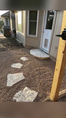 Walkway And Stone Step - This project was done to give a clear path from the carport to the back door. The home owner was having issues with mud and water pooling. Walkway And Stone Step - This project was done to give a clear path from the carport to the back door. The home owner was having issues with mud and water pooling.
