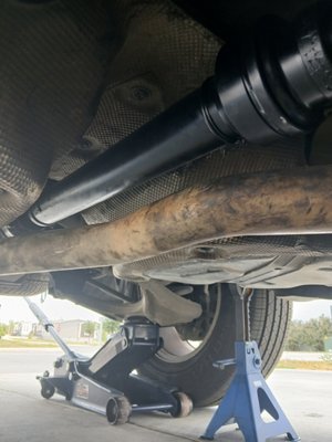 DRIVESHAFT REPLACEMENT - CUSTOMER CALLED AND WANTED ME TO REPLACE THE DRIVESHAFT ASSEMBLY ON HIS DODGE DURANGO DUE TO A BAD CENTER BEARING. DRIVESHAFT REPLACEMENT - CUSTOMER CALLED AND WANTED ME TO REPLACE THE DRIVESHAFT ASSEMBLY ON HIS DODGE DURANGO DUE TO A BAD CENTER BEARING.