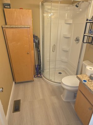 Bathroom Remodel!!! - This was done for a fine gentleman that had a rotted subfloor and mold damage.  We took care of the floor and damage and got him a usable bathroom again.