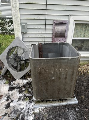 AC Repair / Tune Up - Preforming AC tune up.  We take part condenser jacket and fully clean/washed and inspected the AC condenser