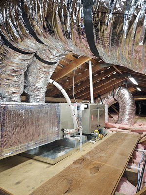 HVAC and Insulation Installation - Clean out all attic install new complete HVAC system
installing gas furnace coil and ac condenser
installing new insulation in the attic and crawl space HVAC and Insulation Installation - Clean out all attic install new complete HVAC system
installing gas furnace coil and ac condenser
installing new insulation in the attic and crawl space
