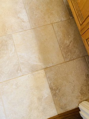 Tile & Grout Cleaning - This customer purchased a condo and didn’t like how the tile in her bathroom looked. We did a in-home free estimate to determine cleaning process and price. We usually do a spot cleaning test to show our customers the before and after results. Tile and grout came out like new. We also seal all tile, stone and grout that is being cleaned for longevity. ￼
