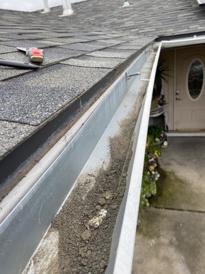Cleaning and repairing the gutters - We had to work and improvisé to improve the area most affected by the rain,cleaning corrosion, taking out the garbage, install the gutters guards , but in general I think everything went perfect