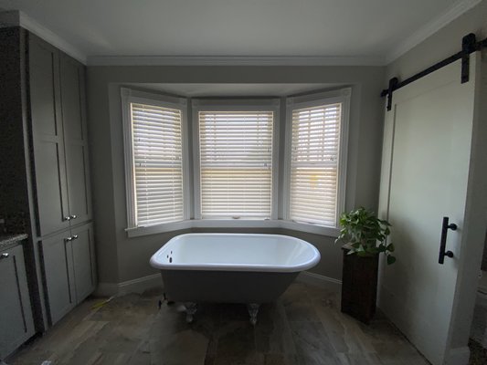 Call->free quote->install = 2 weeks! - From order to install in 2 weeks. We’ve been coming in and out of homes since we were kids, so when we say it’s one of the nicest homes we’ve ever been in, it’s saying something. These simple faux woods help complete that look. Simple, clean, and a perfect match.