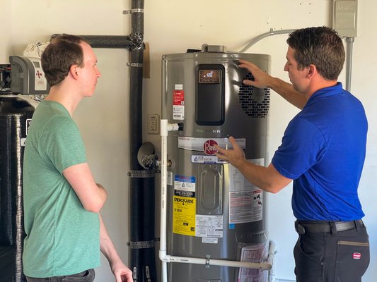 New Hybrid Water Heater & Whole Home Water Treatment System - We replaced a traditional water heater system with an efficient Hybrid Water Heater that's 30% more energy efficient. Client was also having an issue with the water quality in the home. We installed a water softening system with a filter.