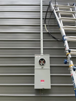 Meter/panel for metal shop - Homeowners were looking to add power on a metal shop at the back of the property, was able to complete the work in a day and have the inspection and entergy come out the next day to add power to the building Meter/panel for metal shop - Homeowners were looking to add power on a metal shop at the back of the property, was able to complete the work in a day and have the inspection and entergy come out the next day to add power to the building