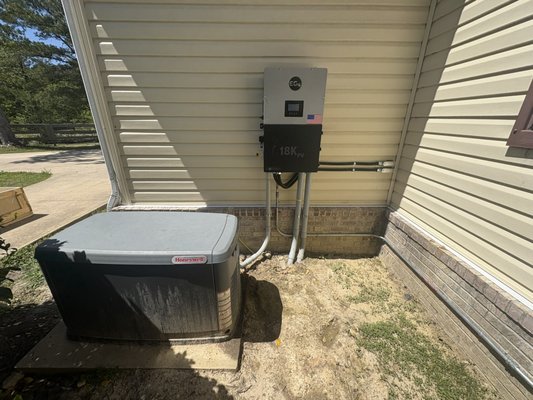 Whole Home Energy System with Solar, Battery & Generator - This project was a complete solar and storage installation designed to pack a punch. We installed a 9.6 kW PV system paired with a 12 kW inverter, 30.72 kWh of battery storage, and integrated the on-site generator, giving the homeowner serious production capacity and whole-home backup.

We actually ran the customer’s entire electrical service through the system since the inverter we used has built in transfer switch. With this setup, the homeowner isn’t just protected during outages — they’re positioned for ridiculous long-term savings on utility bills by generating and storing more of their own power instead of buying it from the grid.

The result is a powerhouse system that combines solar, storage, and generator backup — built for strength, efficiency, and financial peace of mind.
