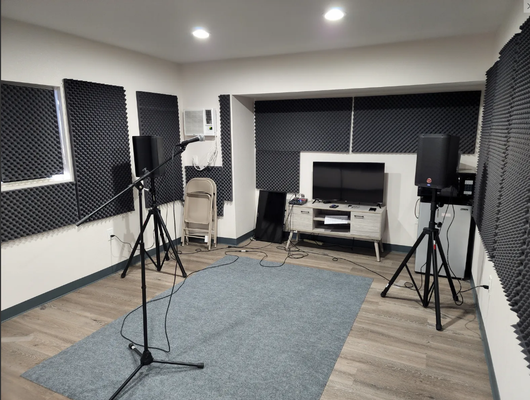 Rehearsal Room - Need to practice or jam without having to keep the noise down?
Come rock out at our rehearsal spot! Bring your gear or just your voice and practice here til you get it right!
We have a mic and monitors set up. We have an 8 channel mixer to plug in your instruments and adjust your sounds. The mixer is also equipped with bluetooth so you can bring accompanying music on your phone and connect easily. Rehearsal Room - Need to practice or jam without having to keep the noise down?
Come rock out at our rehearsal spot! Bring your gear or just your voice and practice here til you get it right!
We have a mic and monitors set up. We have an 8 channel mixer to plug in your instruments and adjust your sounds. The mixer is also equipped with bluetooth so you can bring accompanying music on your phone and connect easily.
