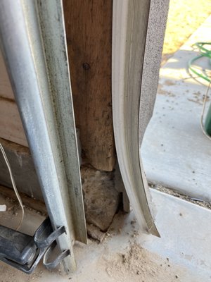Garage Door Trim Seal and Stucco Repair - This was an old warped garage door seal. Removed the old seal, repaired the damaged stucco, Installed new garage door seal, and painted to match. Garage Door Trim Seal and Stucco Repair - This was an old warped garage door seal. Removed the old seal, repaired the damaged stucco, Installed new garage door seal, and painted to match.