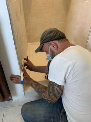 custom shower door installation - customer purchased the shower door, we went with all tools, installed the shower door professionally in under 2 hours, cleaned area, made sure the customer was really happy with the installation. custom shower door installation - customer purchased the shower door, we went with all tools, installed the shower door professionally in under 2 hours, cleaned area, made sure the customer was really happy with the installation.