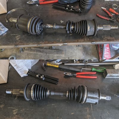 CV Axle Rebuilds - We rebuild CV axles with OEM parts, if your boots are torn, save some money and get them rebuilt. CV Axle Rebuilds - We rebuild CV axles with OEM parts, if your boots are torn, save some money and get them rebuilt.