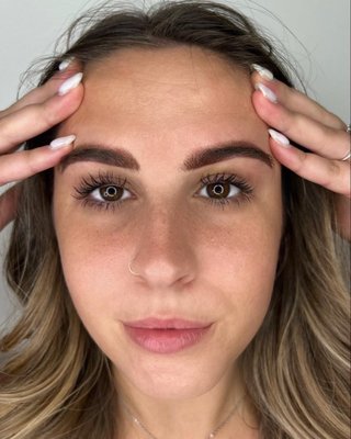 Powder brows - The transformation is incredible. Airy brows give the illusion of fuller, more defines brows that framing the customer's face.