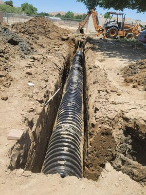 Biodfusser Install - Lake Los Angeles, CA
This customer previously had regular leachlines that were not longer function properly due to a break in the line. We were able to locate the break, remove the old leachlines, install a new Biodfusser System and backfill all in one day. A Biodfusser is similar to leachlines, but will not need graved to backfill and is more cost effective. This customer is extremally happy with the conditions that we left the property and that there are no more back ups into there home. Biodfusser Install - Lake Los Angeles, CA
This customer previously had regular leachlines that were not longer function properly due to a break in the line. We were able to locate the break, remove the old leachlines, install a new Biodfusser System and backfill all in one day. A Biodfusser is similar to leachlines, but will not need graved to backfill and is more cost effective. This customer is extremally happy with the conditions that we left the property and that there are no more back ups into there home.