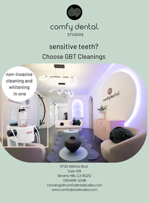 GBT Powerwash Cleaning - Guided Biofilm Therapy
a modern, 8-step, pain-free dental cleaning protocol using AIRFLOW® technology (warm water and fine powder) to remove plaque (biofilm) without harsh scraping.

Gentle powerwash cleanings
During our professional cleaning, our hygienists use warm water, soft powder, and specialized tools to remove plaque and tartar from your teeth, particularly in areas that are difficult to reach with brushing and flossing alone, leaving your smile light and refreshed. This is done without abrasive scaling and polishing.

Oral hygiene instruction
Our team is committed to educating you about the best practices for maintaining your oral health at home. We’ll provide personalized advice on brushing, flossing, and choosing the right dental products to suit your needs.

A clean smile is a healthy smile. Our professional teeth cleanings remove buildup that brushing and flossing can’t reach, helping you maintain long-term dental health and confidence.

Make your appointment now and experience the difference of expert care.