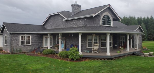 White gutters and Gray downspouts in ROY-WA - We got the nice opportunity to replace all guttera and downspouts on this beautiful home.
