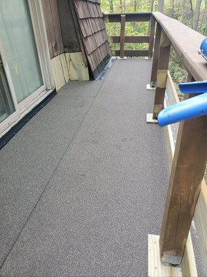 Flat Roof Repair - This flat roof was leaking into the home, causing black mold to grow. We replaced the rotted wood and installed rolled roofing. We caulked and installed flashing all around to secure that there would not be any more leaks. Flat Roof Repair - This flat roof was leaking into the home, causing black mold to grow. We replaced the rotted wood and installed rolled roofing. We caulked and installed flashing all around to secure that there would not be any more leaks.