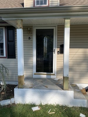Exterior curb appeal - Replaced 6 wood coulombs in the front of the house with red oak rustic wood, add trim on top and the bottom of the new coulombs, and stain with 3 coats of polyurethane.
Replace the main front door and rebuild the existing door frame with red oak wood to match the door and the front coulombs.
Call us for a free estimate.
A good result should not be a luxury.
https://hiendremodeling.com/carpentry/