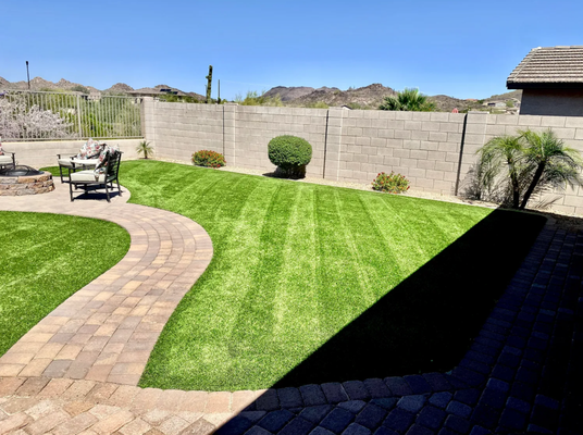Backyard artificial turf cleaning - This backyard smelled like rotten pet waste and deeply needed help. We cleaned up the debris, pressure flushed the entire turf, and finished the look with crisp "mow lines". Backyard artificial turf cleaning - This backyard smelled like rotten pet waste and deeply needed help. We cleaned up the debris, pressure flushed the entire turf, and finished the look with crisp "mow lines".