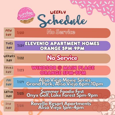 Our Weekly Schedule - We have our schedule update weekly Our Weekly Schedule - We have our schedule update weekly