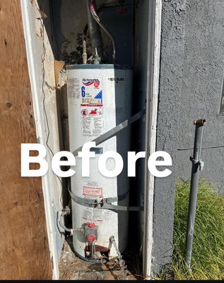 Before and after water heater installation - Old water heater to a new install give us a call for all plumbing and drains needs Before and after water heater installation - Old water heater to a new install give us a call for all plumbing and drains needs