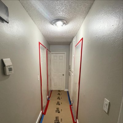 Hallway remodel 2024 - Upgraded hallways lights to Ceiling-to-wall Recessed LED strip lights.