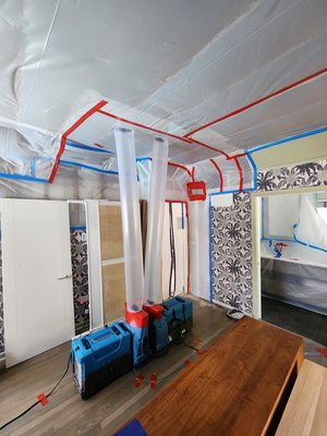 Emergency water damage - When water damage strikes, Rapid Response Restoration is here to help! In this job, a roof leak flooded the walls and ceiling. Using creative ducting, we directed dehumidification and airflow into ceiling cavities for faster drying. We also protected the floors to keep our client’s home safe. Quick, professional, and thorough—call us for expert water damage restoration! Emergency water damage - When water damage strikes, Rapid Response Restoration is here to help! In this job, a roof leak flooded the walls and ceiling. Using creative ducting, we directed dehumidification and airflow into ceiling cavities for faster drying. We also protected the floors to keep our client’s home safe. Quick, professional, and thorough—call us for expert water damage restoration!