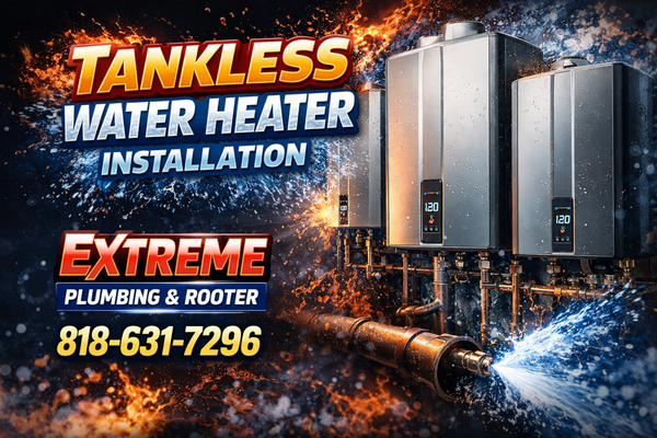 Replacing Water Heater with Tankless Water Heater - At Extreme Plumbing & Rooter, we specialize in providing efficient and innovative solutions for all your plumbing needs. One of our recent projects involved upgrading a traditional gas-powered water heater to a tankless water heater system.

Our team of skilled technicians meticulously planned and executed the replacement process, ensuring seamless integration and optimal performance. We understand the importance of energy efficiency and cost savings, which is why we recommended the transition to a tankless system.

With the installation of a tankless water heater, our client experienced immediate benefits, including endless hot water on demand and significant reductions in energy consumption. The compact design of the tankless unit also maximized space utilization, providing added convenience and flexibility.

If you're considering upgrading your water heating system to a tankless solution, trust the experts at Extreme Plumbing & Rooter. Contact us today to learn more about our services and schedule a consultation.
