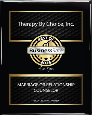 Marriage Counselor Award - For the second year in a row, Therapy By Choice, Inc has been recognized in the Bay Area as one of the top therapy offices for couples! Marriage Counselor Award - For the second year in a row, Therapy By Choice, Inc has been recognized in the Bay Area as one of the top therapy offices for couples!