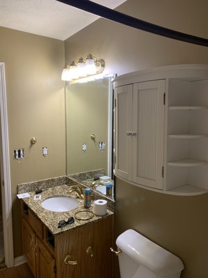 Guest bathroom remodel - Customer wanted us to come back and do another bathroom remodel after being so elated from the first remodel we did. They didn't know what they wanted, just knew they wanted it to be fancy. That's our specialty so we had free reign to pick the finishes and products, with their approval we made what we can a "Pfancy" bath remodel.