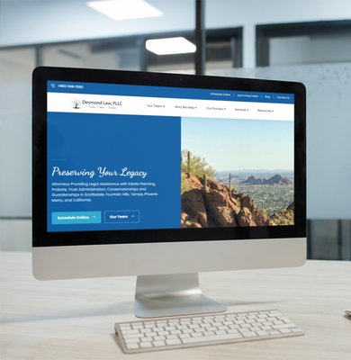 Arizona Legacy Lawyer - We helped Desmond Law, PLLC design a brand new WordPress website with high-ranking SEO & keyword implementation. The website contains over 45 high performing pages and 265 blog posts. Along with lightning fast web hosting. Arizona Legacy Lawyer - We helped Desmond Law, PLLC design a brand new WordPress website with high-ranking SEO & keyword implementation. The website contains over 45 high performing pages and 265 blog posts. Along with lightning fast web hosting.
