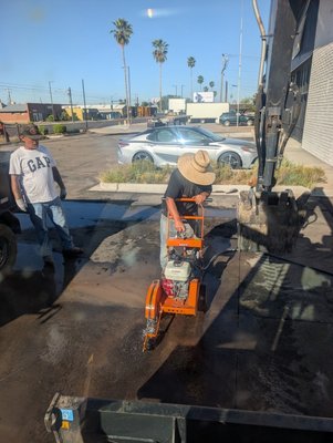 fire line installation - cut 70x2 asphalt. dig trench 4 ft deep. install 6 inch ductile iron fire line installation - cut 70x2 asphalt. dig trench 4 ft deep. install 6 inch ductile iron