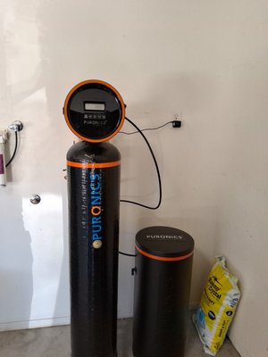 Water Softener installation - The client called because their current water softener was not working correctly, we installed a new Puronics whole house water softener and Moen Flo leak detection system. Water Softener installation - The client called because their current water softener was not working correctly, we installed a new Puronics whole house water softener and Moen Flo leak detection system.