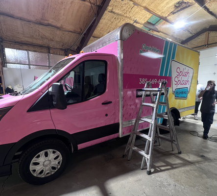 Splish Splash Plumbing Full Printed Wrap - This wrap was awesome! We loved utilizing our Mutoh VG3-640's ability to color this truck with vibrant colors and a custom design for Splish Splash Plumbing, we wrapped this truck using Avery Dennison products and the design was provided to us by the customer. We made a few small adjustments to the design and after a few days in the shop, we managed to create an eye catching mobile billboard that will surely give them a return on their investment over the next 5+ years. Splish Splash Plumbing Full Printed Wrap - This wrap was awesome! We loved utilizing our Mutoh VG3-640's ability to color this truck with vibrant colors and a custom design for Splish Splash Plumbing, we wrapped this truck using Avery Dennison products and the design was provided to us by the customer. We made a few small adjustments to the design and after a few days in the shop, we managed to create an eye catching mobile billboard that will surely give them a return on their investment over the next 5+ years.