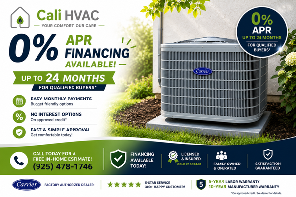 Heat Pump 2 Stage - Upgrade your home comfort with a high-efficiency heat pump system rated up to 19 SEER2. Enjoy energy-efficient heating and cooling, quieter operation, consistent indoor temperatures, and potential savings on your utility bills—all from one dependable system.

Schedule your FREE consultation with Cali HVAC today!