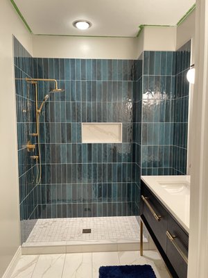 Deer Crest Bathroom Renovation - Our client from a recent referral aimed to convert the existing tub surround into a custom bathroom with a focal point of a new walk-in shower.