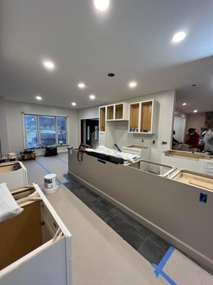 Kitchen Renovation - Renovation involved everything from the bottom of the floors to ceiling. We have also installed furniture and supplies for the kitchen, lighting, tiles, moldings and plumbing. We also repaired and installed flooring and countertops.