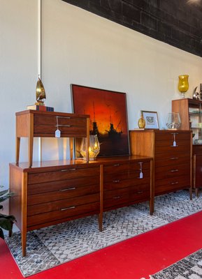 Refinished Lane Tuxedo Mid Century Bedroom Set - This was a beautiful and highly sought after bedroom collection by Lane Home Furnishings. Featuring unique details such as rosewood and ebony wood veneer inlays, along with classy stainless steal hardware. This stunning Dresser, Highboy Chest, Nightstands and matching King Headboard was purchased by our first out of state clients in Savannah, GA! Refinished Lane Tuxedo Mid Century Bedroom Set - This was a beautiful and highly sought after bedroom collection by Lane Home Furnishings. Featuring unique details such as rosewood and ebony wood veneer inlays, along with classy stainless steal hardware. This stunning Dresser, Highboy Chest, Nightstands and matching King Headboard was purchased by our first out of state clients in Savannah, GA!