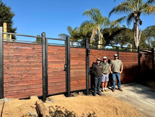 Minimalist design; wood paneling, fully automated. - This was my first giant job. 6 months into business and was a spectacular opportunity. Learned a metric ton of experience. Totaled 280 hours. My individual time was 190 hours, friend did about 80 hours, and family friend did 10 hours with tractor work for initial installation.
Owner was exceptionally pleased. So glad I was given mostly creative freedom to make their entrance to their house jaw dropping. A true statement! Minimalist design; wood paneling, fully automated. - This was my first giant job. 6 months into business and was a spectacular opportunity. Learned a metric ton of experience. Totaled 280 hours. My individual time was 190 hours, friend did about 80 hours, and family friend did 10 hours with tractor work for initial installation.
Owner was exceptionally pleased. So glad I was given mostly creative freedom to make their entrance to their house jaw dropping. A true statement!