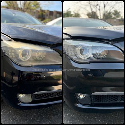 2010 BMW 750li - Headlight & Foglight Restoration - This customer reached out after being quoted $1000 per headlight for replacements. The OEM headlights were restored on this vehicle for $100. The fog lights were additionally added for an extra $30 to complete. This customer didn’t believe that the photos provided by this business were until the results spoke for themselves. This customer left a five-star Google review after seeing the astonishing final product which was stronger than the restoration he tried to perform by himself. 2010 BMW 750li - Headlight & Foglight Restoration - This customer reached out after being quoted $1000 per headlight for replacements. The OEM headlights were restored on this vehicle for $100. The fog lights were additionally added for an extra $30 to complete. This customer didn’t believe that the photos provided by this business were until the results spoke for themselves. This customer left a five-star Google review after seeing the astonishing final product which was stronger than the restoration he tried to perform by himself.