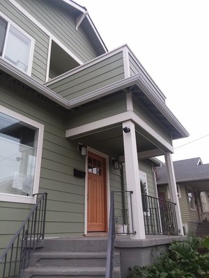 Roofing - Moire Black Asphalt Shingles and Seamless aluminum Gutters installation Roofing - Moire Black Asphalt Shingles and Seamless aluminum Gutters installation