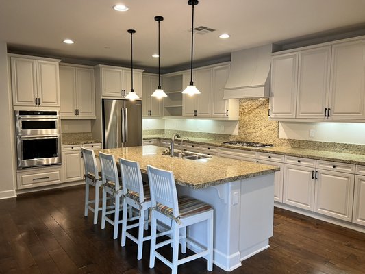 Cabinet refreshing - Carmel Valley - We are excited to show you this cabinet refinishing project that we just completed. We transformed the old and outdated cabinets into new and beautiful ones with a fresh coat of paint and new hardware and pendant lights.The homeowners are very pleased with the result and so are we. Cabinet refreshing - Carmel Valley - We are excited to show you this cabinet refinishing project that we just completed. We transformed the old and outdated cabinets into new and beautiful ones with a fresh coat of paint and new hardware and pendant lights.The homeowners are very pleased with the result and so are we.