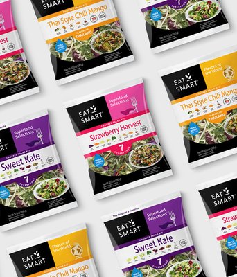 Consumer Packaging Goods - Eat Smart - Gilmour Craves rebuilt the entire Eat Smart brand identity and package architecture from the top-down. Fundamentals included a re-imagined logotype, brand voice, typography selection, Illustration, and photography style. The end-result positions Eat Smart as a direct competitor to industry segment leader Taylor Farms. Consumer Packaging Goods - Eat Smart - Gilmour Craves rebuilt the entire Eat Smart brand identity and package architecture from the top-down. Fundamentals included a re-imagined logotype, brand voice, typography selection, Illustration, and photography style. The end-result positions Eat Smart as a direct competitor to industry segment leader Taylor Farms.
