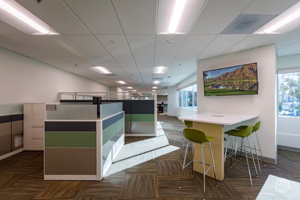Riverside County - Department of Child Support Services - Long-time valued customer Riverside County Department of Child Support Services selected G|M as the furniture provider when they were looking to update their facility with a more modern aesthetic that would allow employees to better collaborate with one another. This three-buildings project includes the administration building which features approximately 250 workstations, 85 private offices, 10 conference rooms, and several collaboration spaces. Each workstation and private office received a height-adjustable table, monitor arms, and convenience power.
G|M partnered with a+d firm Sisson Design Group and general contractor Oltmans Construction Co. to get the job done. When selecting furniture and finishes, G|M worked closely with Sisson Design Group to incorporate bright pops of color, while also ensuring we stayed true to the client's government roots. Construction on Building 3 began in January 2021 and is set to complete later this year. Riverside County - Department of Child Support Services - Long-time valued customer Riverside County Department of Child Support Services selected G|M as the furniture provider when they were looking to update their facility with a more modern aesthetic that would allow employees to better collaborate with one another. This three-buildings project includes the administration building which features approximately 250 workstations, 85 private offices, 10 conference rooms, and several collaboration spaces. Each workstation and private office received a height-adjustable table, monitor arms, and convenience power.
G|M partnered with a+d firm Sisson Design Group and general contractor Oltmans Construction Co. to get the job done. When selecting furniture and finishes, G|M worked closely with Sisson Design Group to incorporate bright pops of color, while also ensuring we stayed true to the client's government roots. Construction on Building 3 began in January 2021 and is set to complete later this year.