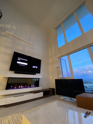 Evora Vegas penthouse TV and fireplace install - This was a quick but beautiful install on a cableless fireplace/TV and Soundbar installation at Evora Vegas Evora Vegas penthouse TV and fireplace install - This was a quick but beautiful install on a cableless fireplace/TV and Soundbar installation at Evora Vegas