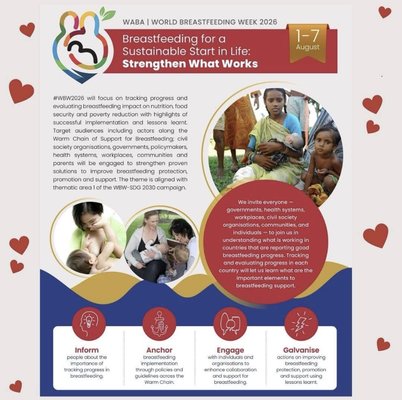 World Breastfeeding Week - Each year in the first week of August, we celebrate World Breastfeeding Week!  We like to make a big deal of it around here at Just Natural Breastfeeding!  We want to thank all of our mamas for breast-feeding their babies!!!